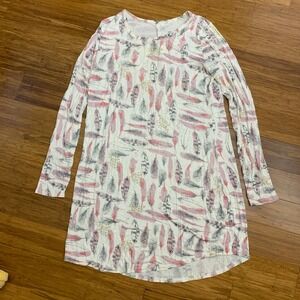GILLIGAN O'MALLEY Women's Long Sleeve Feather Print Sleep‎ Shirt Sleep Dress